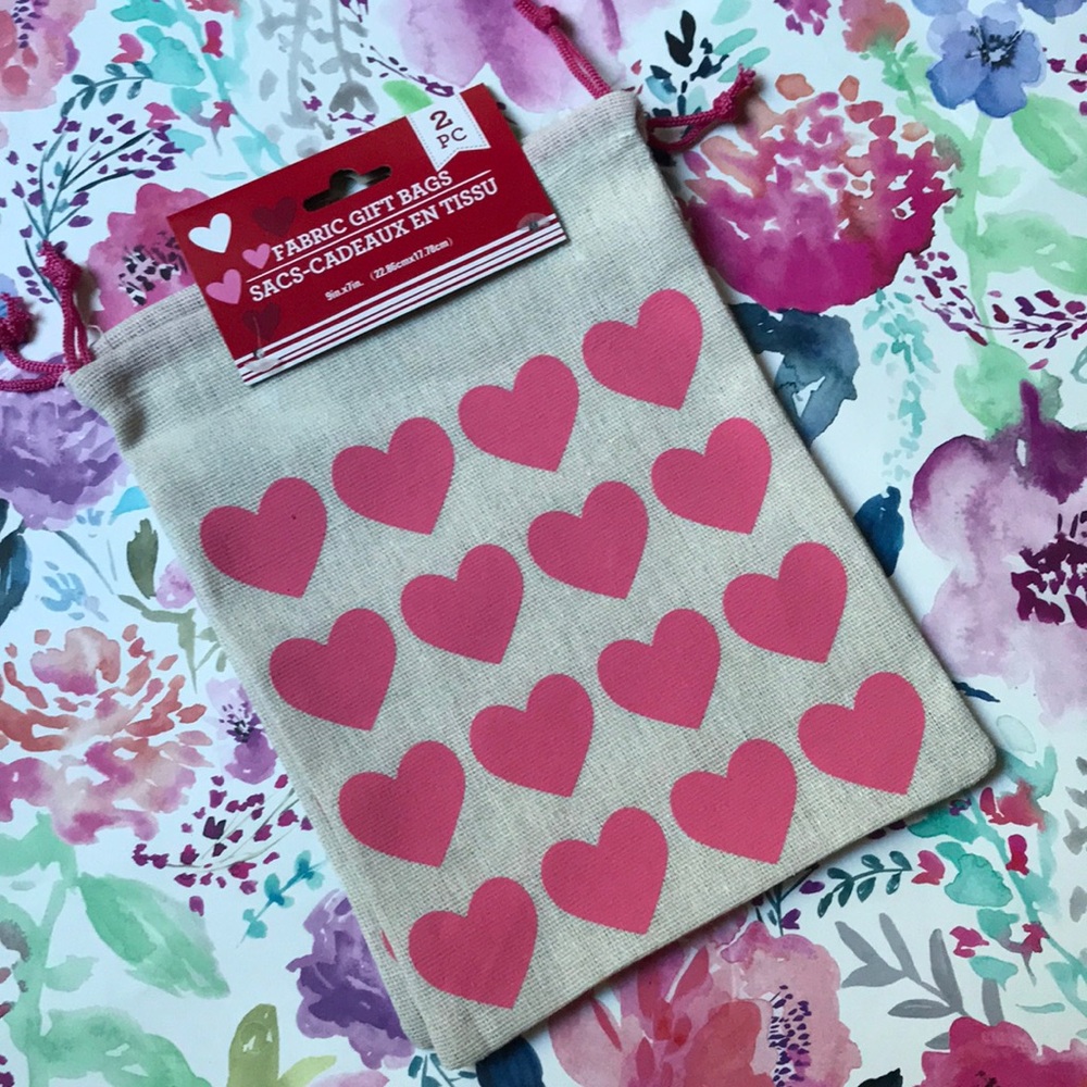Valentine heart fabric gift bags
